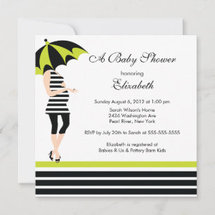 Invitation Mod Mom Baby Girl Show branché Black & Lime