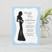 Invitation Mod Mom Twins Baby shower Blue Boys (Debout devant)