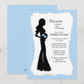 Invitation Mod Mom Twins Baby shower Blue Boys (Devant / Derrière)