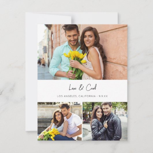 Invitation MOD Para Photo Trio H Enregistrer la date - Petit (Devant)
