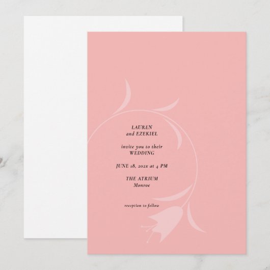 INVITATION MOD PINK TULIP MARIAGE (Devant / Derrière)