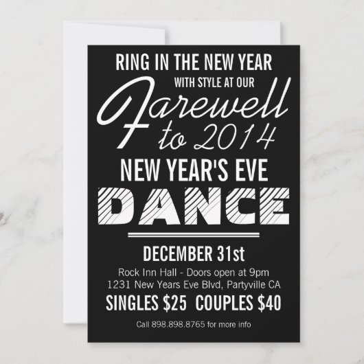 Invitation Mod Retro Style Nouvel An (Devant)