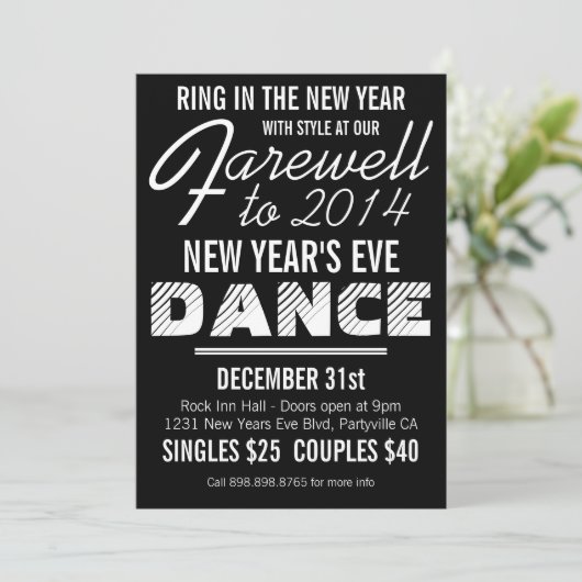 Invitation Mod Retro Style Nouvel An (Debout devant)