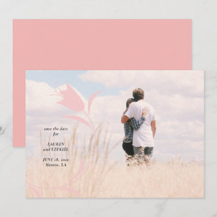 INVITATION MOD ROSE TULIP MARIAGE ENREGISTRER LA DATE