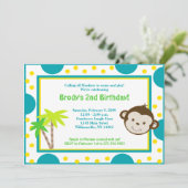 Invitation Mod Singe bleu et jaune Anniversaire 5x7 (Debout devant)