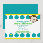 Invitation Mod Singe Bleu/Jaune Anniversaire 5x7 (Devant / Derrière)