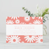 Invitation Mod Super Happy Daisy Hippie Baby shower rose (Debout devant)