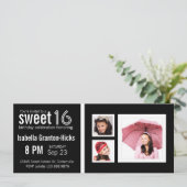 Invitation Mod Sweet 16 Anniversaire avec 3 photos (Debout devant)