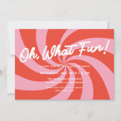 Invitation Mod Wavy Retro Rose + Fête de Noël Rouge (Devant)