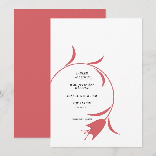 INVITATION MOD WINE TULIP MARIAGE (Devant / Derrière)