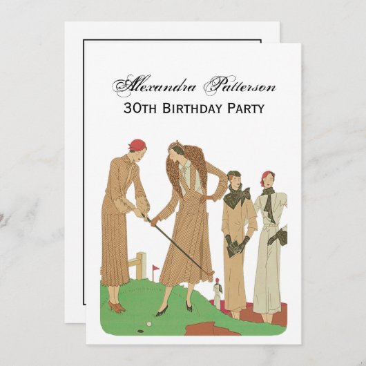 Invitation Mode 1920 Femmes à la mode Jouer au golf (Devant / Derrière)