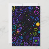 Invitation Mode de jeu néon activé Fête d'anniversaire de jou (Dos)