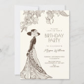 Invitation mode de naissance romantique vintage (Devant)