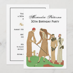 Invitation Mode des années 1920 Dames élégantes jouant au gol