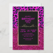 Invitation Mode moderne Parties scintillant rose violet Leopa (Devant)