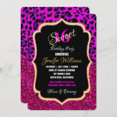 Invitation Mode moderne Parties scintillant rose violet Leopa (Devant / Derrière)