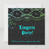 Invitation Mode Party Pine dentelle bleu vert noir (Devant)