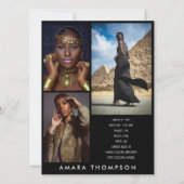 Invitation Model Actor Modeling Comp Card 4 Photo Black (Dos)