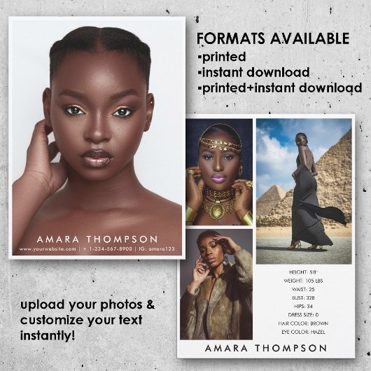 Invitation Model Actor Modeling Comp Card 4 Photo Modern