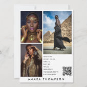 Invitation Model Actor Modeling Comp Card 4 Photo QR Code (Dos)