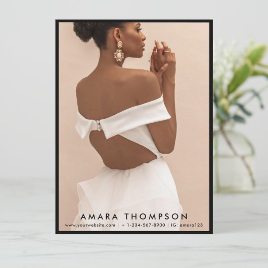 Invitation Model Actor Modeling Comp Card 4 Photo QR Code (Debout devant)