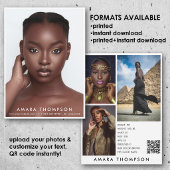 Invitation Model Actor Modeling Comp Card 4 Photo QR Code
