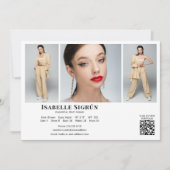 Invitation Modèle Acteur 3 Photo Comp Card Modèle 5x7 blanc (Devant)