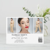 Invitation Modèle Acteur 3 Photo Comp Card Modèle 5x7 blanc (Debout devant)