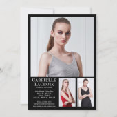 Invitation Modèle Acteur 3 Photo Comp Modèle 5x7 noir (Devant)