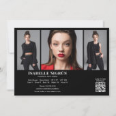 Invitation Modèle Acteur 3 Photo Comp Modèle 5x7 noir (Devant)