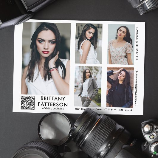 Invitation Modèle Acteur Comp Card 5 Photo Votre Code QR