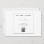 Invitation Modèle Acteur Moderne 5x7 Promo Comp Card Modèle (Dos)