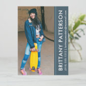 Invitation Modèle Acteur Photo Pro Comp Card bleu (Debout devant)