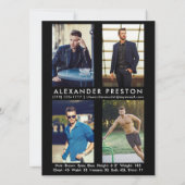 Invitation Modèle Acteur Pro Comp Card Homme 5 Photo Noir (Dos)