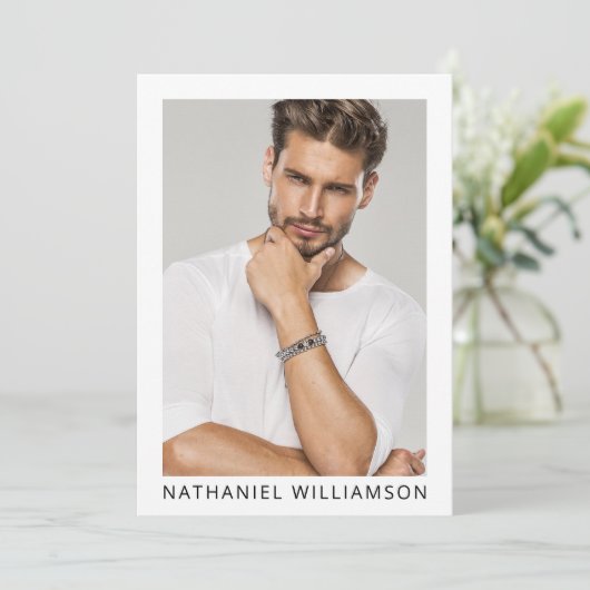 Invitation Modèle Acteur QR Code 4 Photo Pro Comp Card (Debout devant)