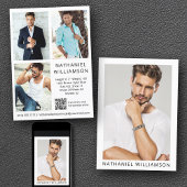 Invitation Modèle Acteur QR Code 4 Photo Pro Comp Card