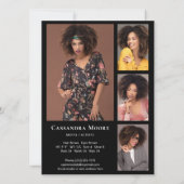 Invitation Modèle Actor 5 Photo Deux Côtes Pro Composite Card (Dos)