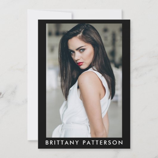 Invitation Modèle Actor 5x7 Comp Card 4 Photo Back Blk (Devant)