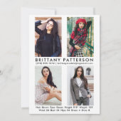 Invitation Modèle Actor 5x7 Comp Card 4 Photo Retour What (Dos)