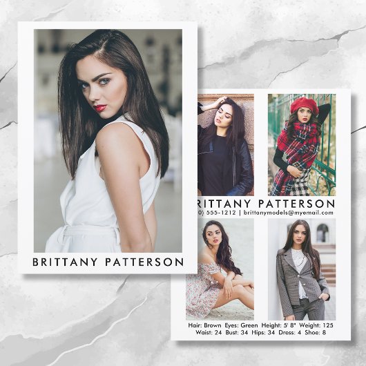 Invitation Modèle Actor 5x7 Comp Card 4 Photo Retour What