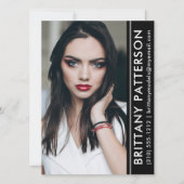 Invitation Modèle Actor Photo Pro Comp Card Black Stripe (Devant)