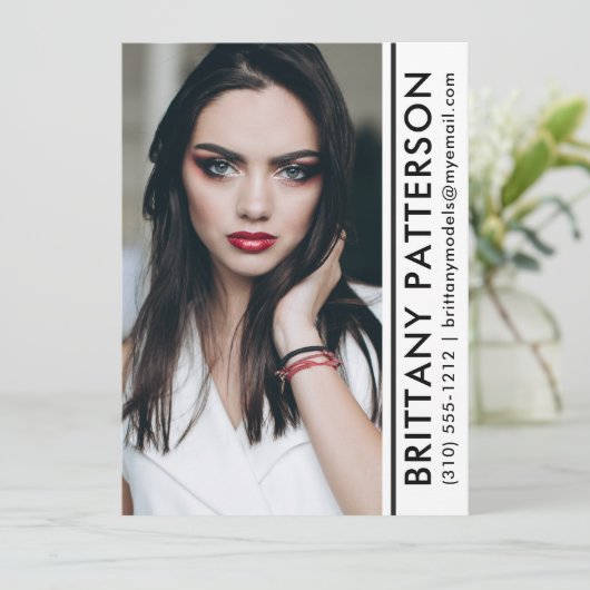 Invitation Modèle Actor Pro Photo Comp Card Bande blanche (Debout devant)