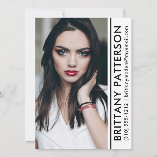 Invitation Modèle Actor Pro Photo Comp Card Bande blanche (Devant)