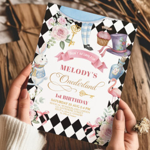 Invitation Modèle Alice au Pays des Merveilles 1er anniversai