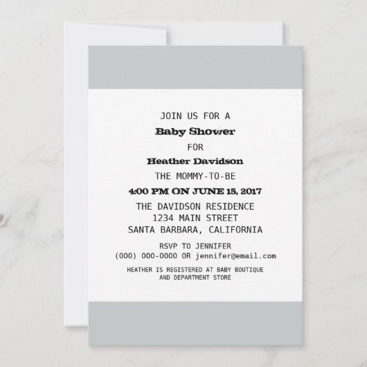 Invitation Modèle baby shower (Devant)