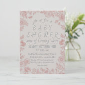 Invitation Modèle Baby shower rose (Debout devant)