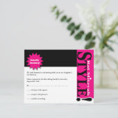 Invitation Modèle! Bat mitzvah Magazine RSVP Reply Card Pink (Debout devant)