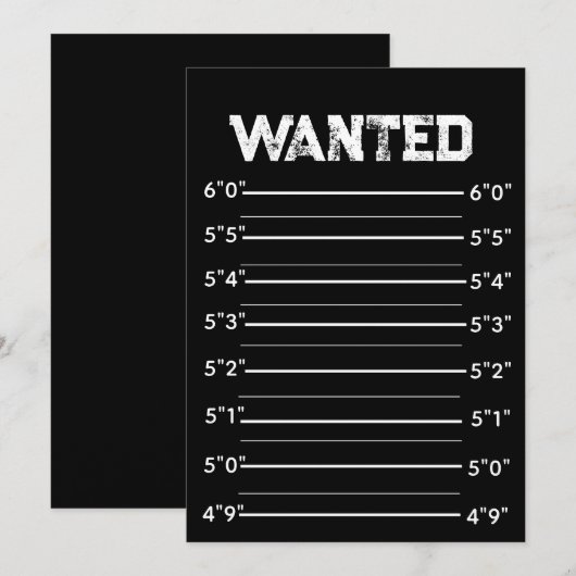 Invitation Modèle Blank Mugshot (Devant / Derrière)