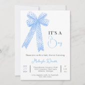 Invitation Modèle BowTemplate Bleu Printabl bébé garçon douch (Devant)