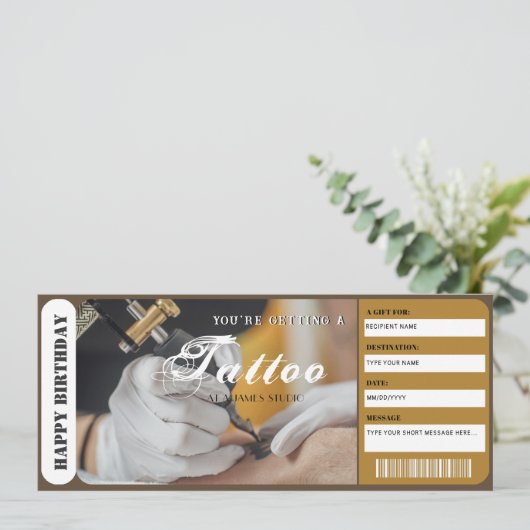 Invitation Modèle cadeau personnalisé Tattoo (Debout devant)